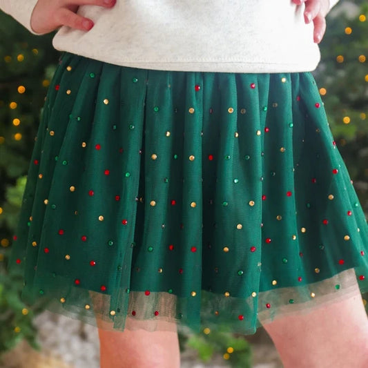 Sweet Wink Emerald | Rhinestone Christmas Tutu Skirt
