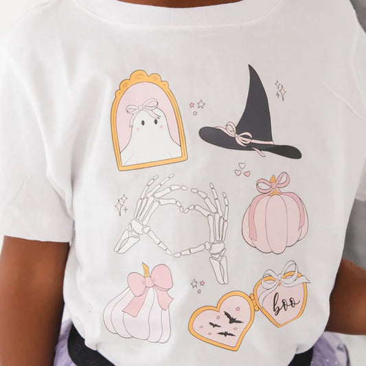 Sweet Wink White | Spooky Girlie Halloween Short Sleeve T-Shirt