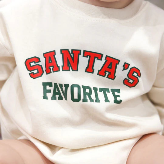 Sweet Wink Natural | Santa's Favorite Christmas Long Sleeve Romper