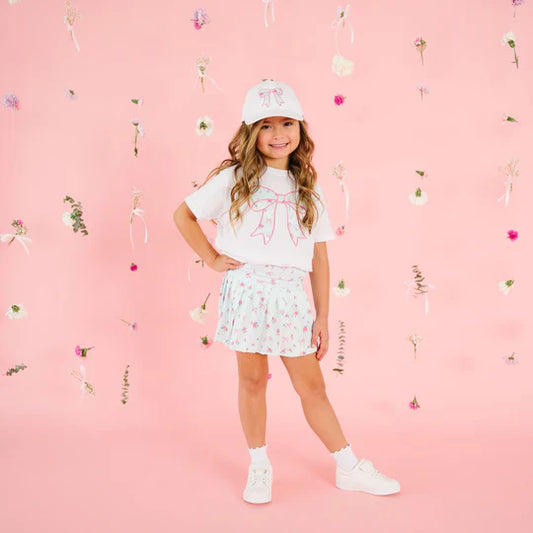 Sweet Wink Sky Blue | Floral Athletic Skort