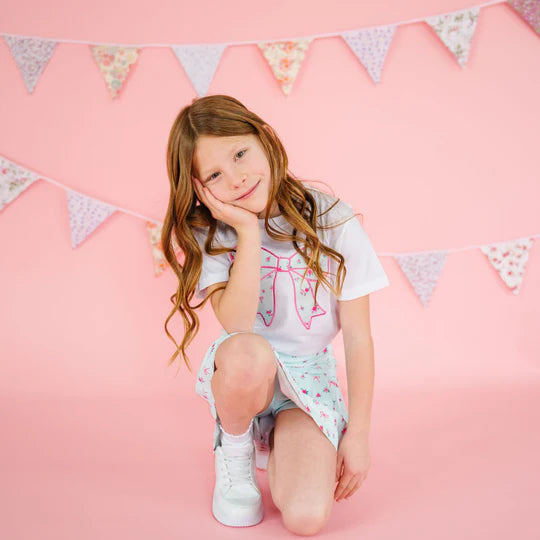 Sweet Wink Sky Blue | Floral Athletic Skort