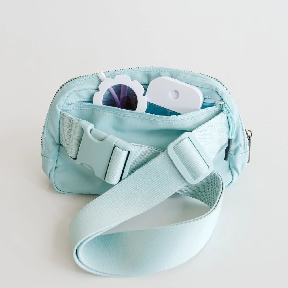 Sweet Wink Sky Blue | Floral Bow Patch Belt Bag
