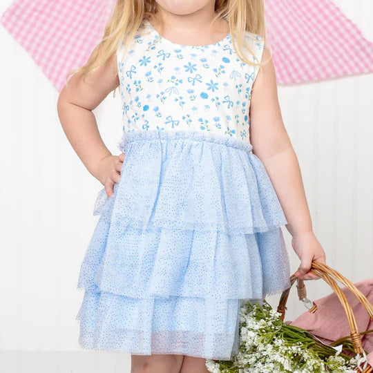 Sweet Wink Blue | Sky Floral Tank Tutu Dress