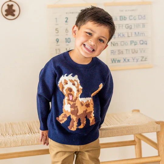 Sweet Wink Navy | Vintage Puppy Sweater