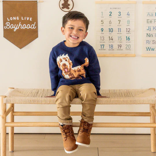 Sweet Wink Navy | Vintage Puppy Sweater