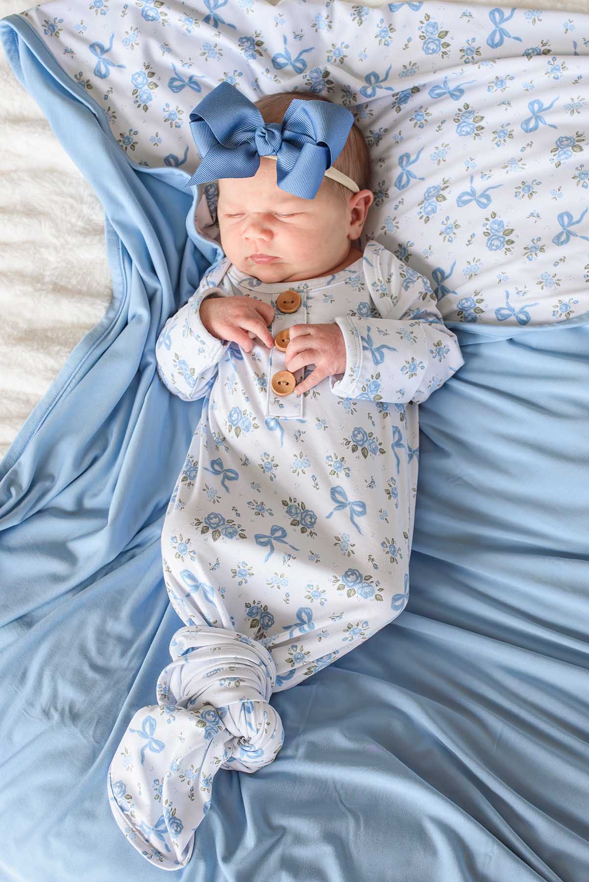 Caden Lane Blue | Tied in Blooms Knot Gown & Hat Set