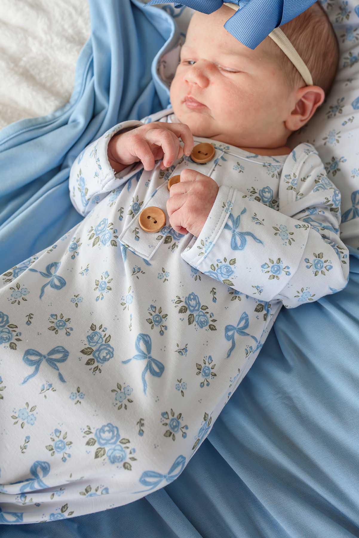 Caden Lane Blue | Tied in Blooms Knot Gown & Hat Set