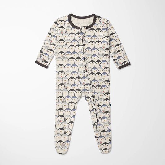 KicKee Moonlight Penguin | Print Footie with 2 Way Zipper