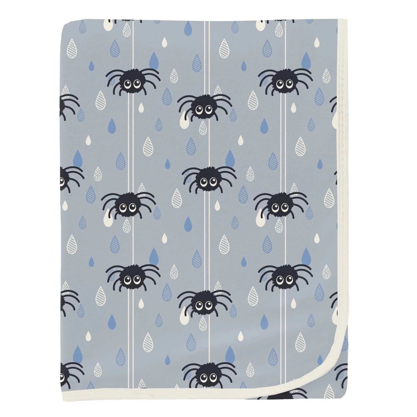 Kickee Pearl Blue Itsy Bitsy Spider | Print Swaddling Blanket