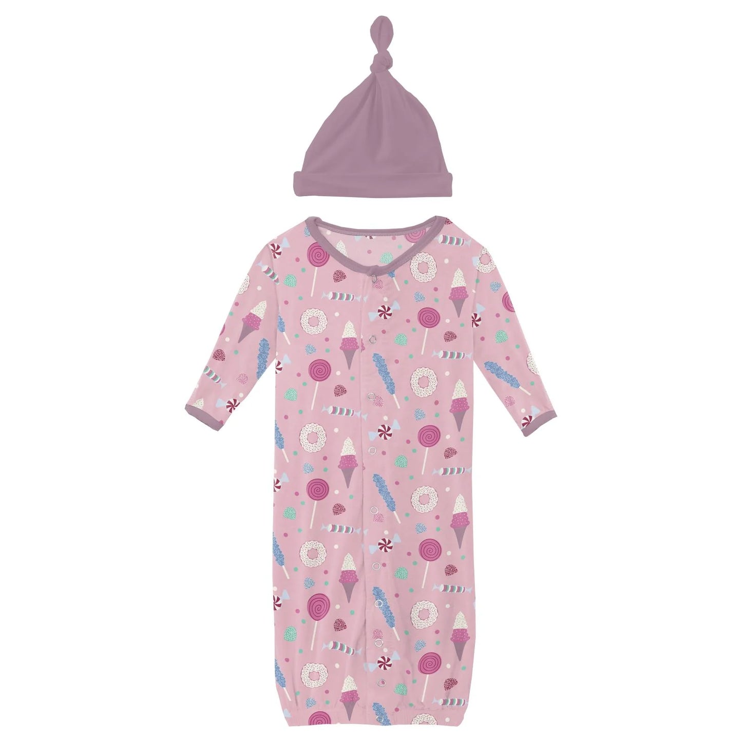 Kickee Cake Pop Candy Dreams | Print Layette Gown & Hat Set