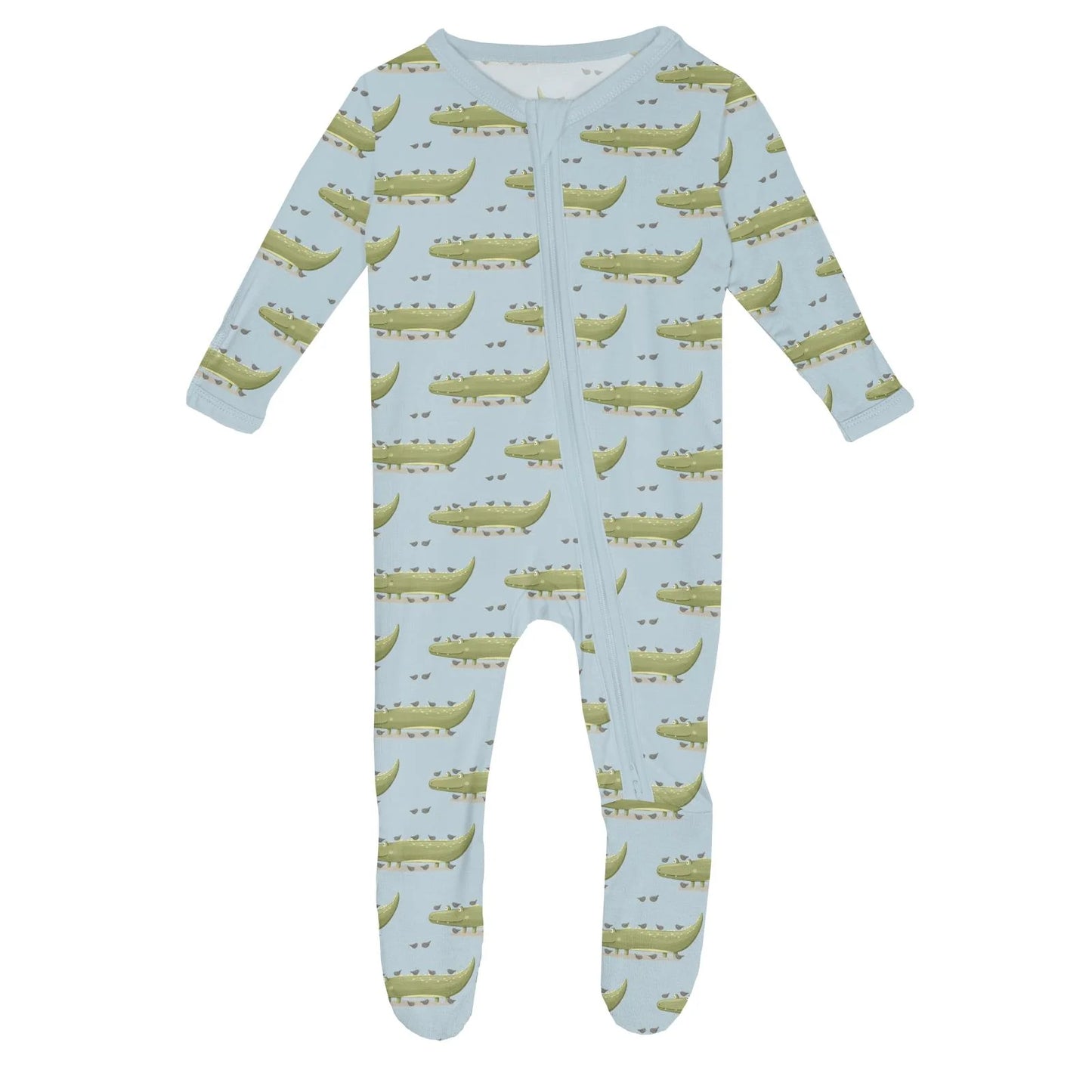 KicKee Spring Sky Croc & Friends | Print Footie With 2 Way Zipper