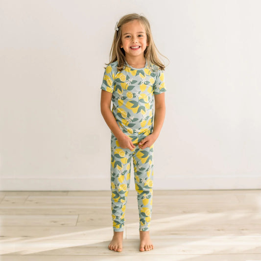 KicKee Spring Sky Lemonade | Print Short Sleeve PJ Set