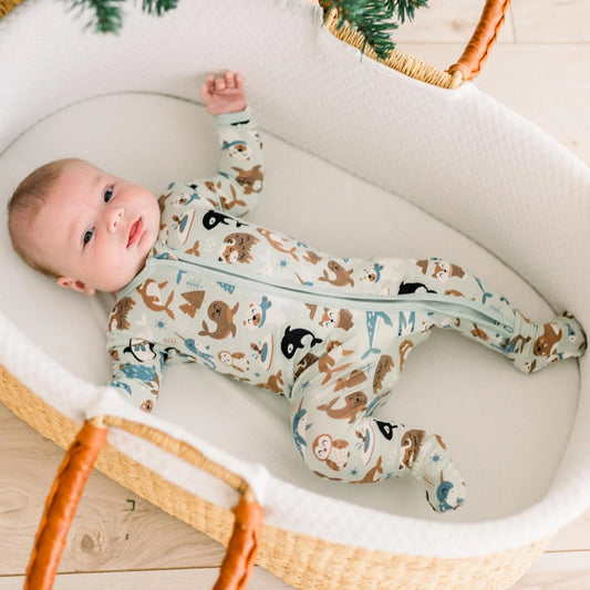 KicKee Aloe Arctic Animals | Print Footie With 2 Way Zipper
