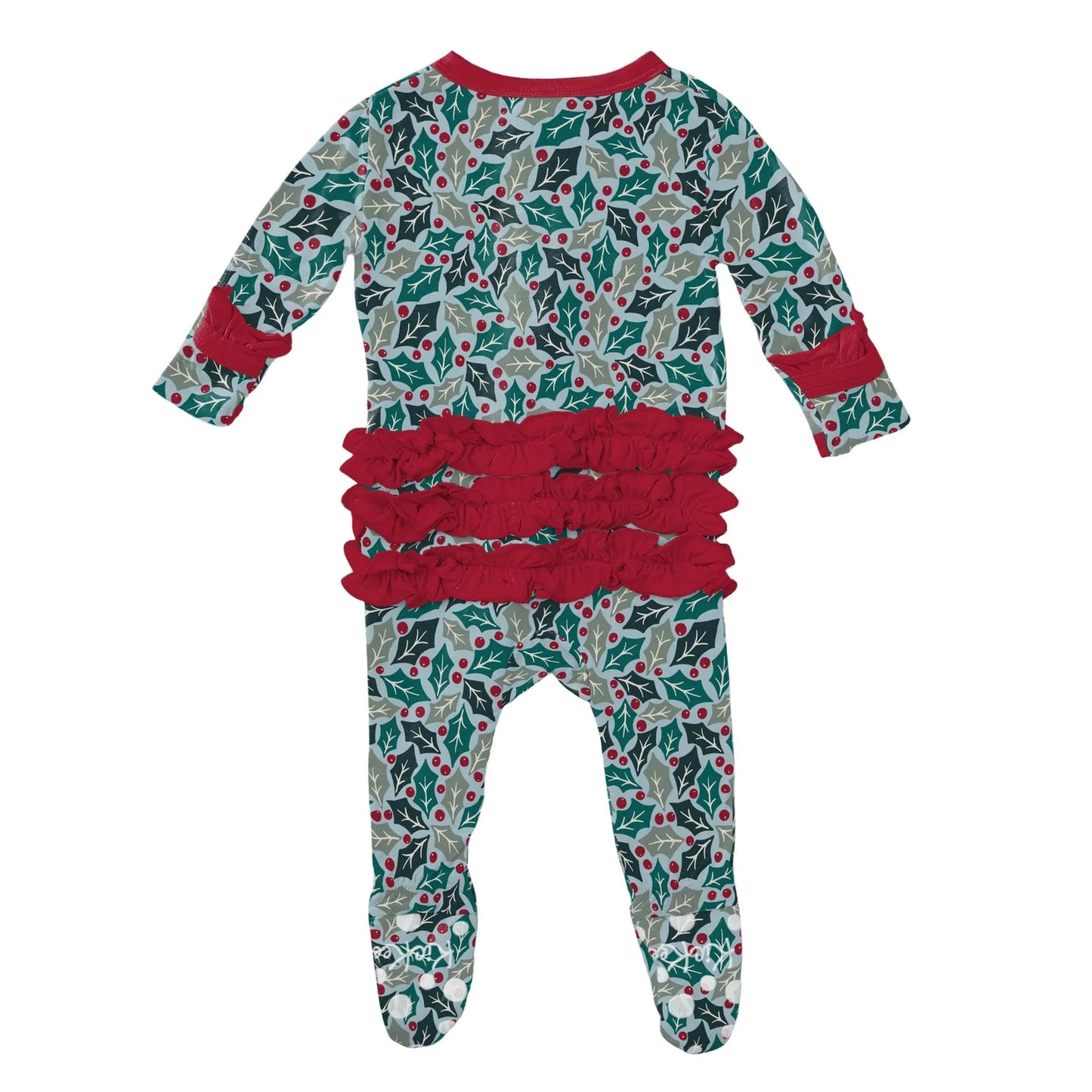KicKee Spring Sky Holly | Print Layette Ruffle Footie with 2 Way Zipper