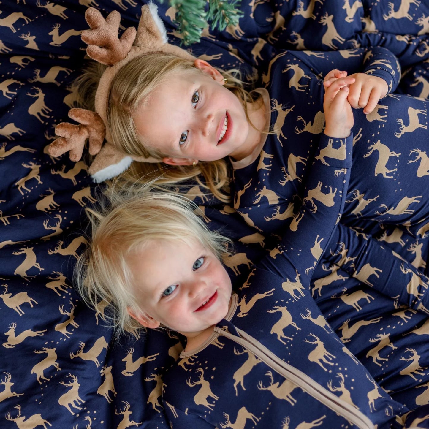 KicKee Peacoat Elk | Print Footie With 2 Way Zipper