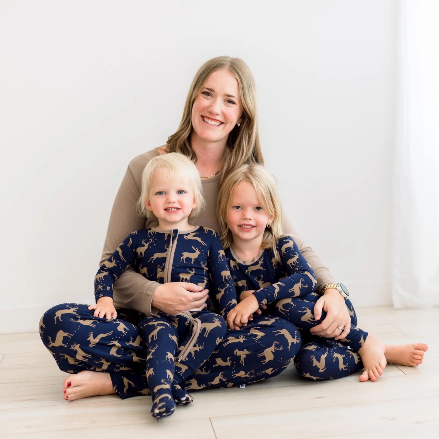 KicKee Peacoat Elk | Print Footie With 2 Way Zipper
