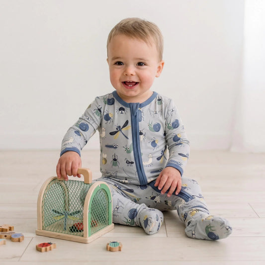 KicKee Dove Bugs | Print Footie With 2 Way Zipper