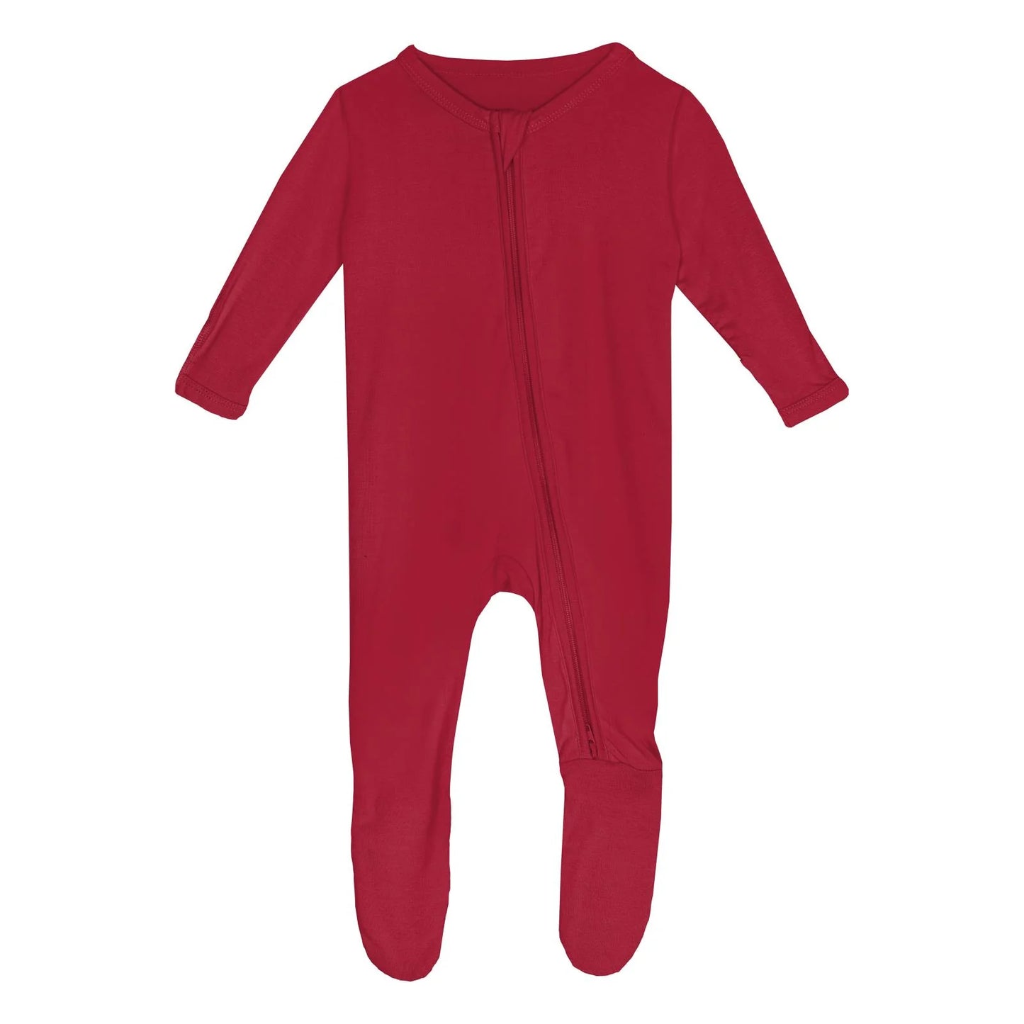 Kickee Crimson | Footie With 2 Way Zipper