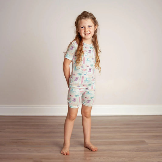 Kickee Fresh Air Beach Day | Print Short Sleeve PJ Set With Shorts