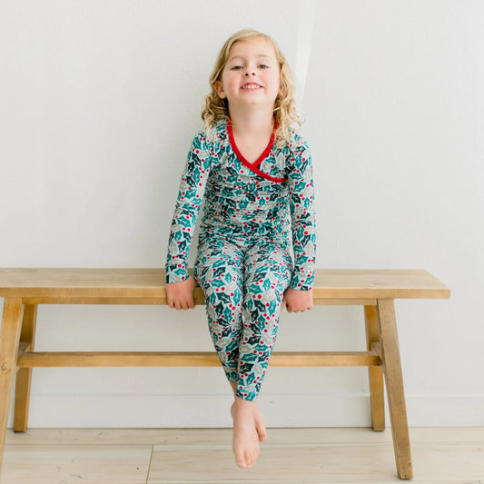 KicKee Spring Sky Holly | Print Long Sleeve Kimono PJ Set