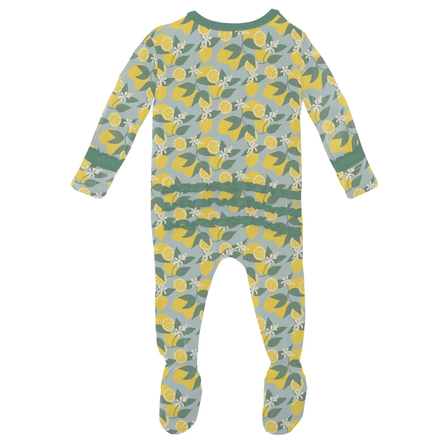 KicKee Spring Sky Lemonade | Print Muffin Ruffle Footie With 2 Way Zipper
