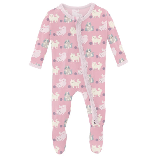 Kickee Cake Pop Donuts & Sprinkles | Print Classic Ruffle Footie With 2 Way Zipper