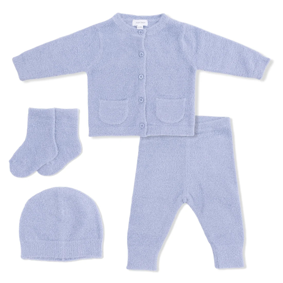 Angel Dear Dusty Blue | Chenille Button Down Cardigan Set