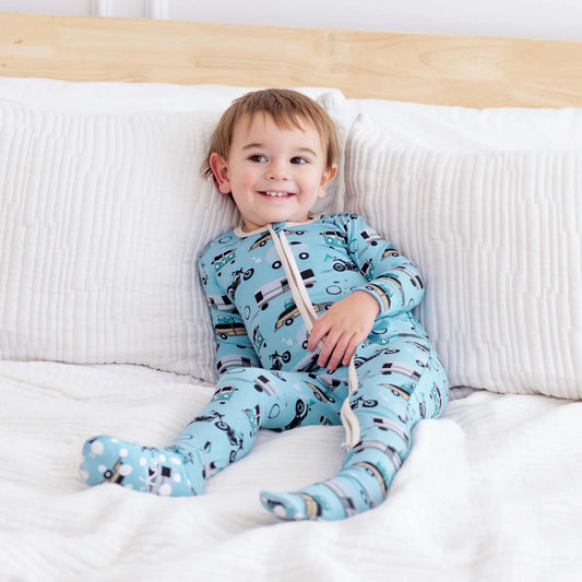 Kickee Seaside Blue On The Way | Print Footie With Zipper