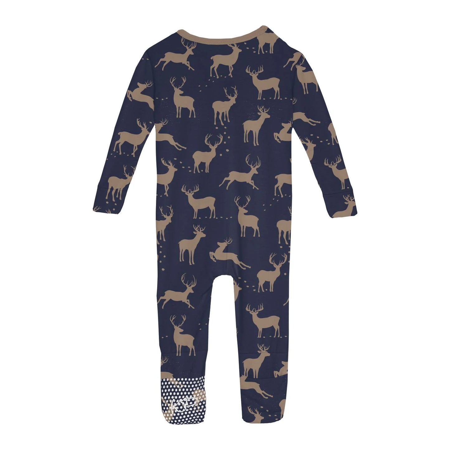 KicKee Peacoat Elk | Print Footie With 2 Way Zipper