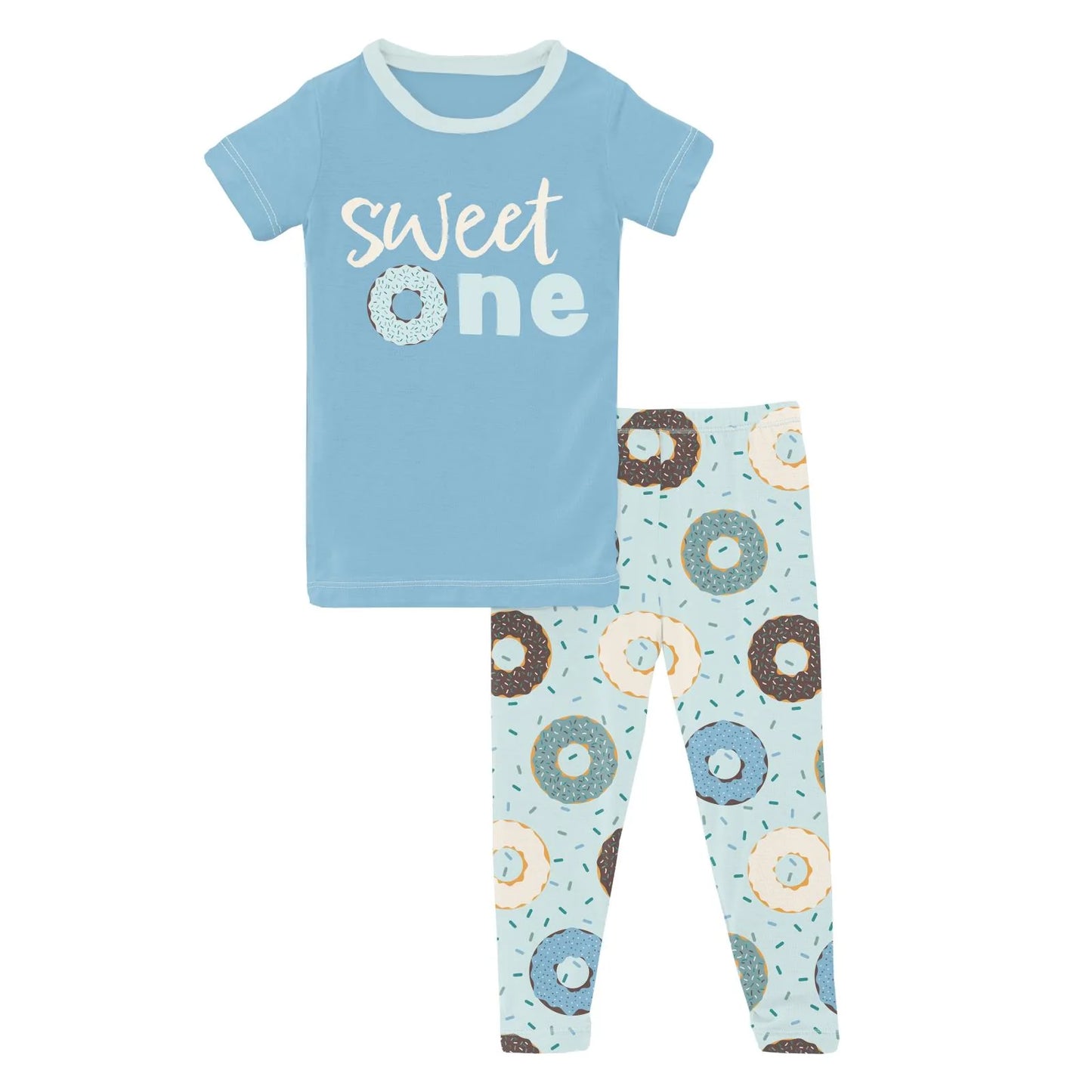 Kickee Fresh Air Donuts And Sprinkles | Print Short Sleeve Henley PJ Set