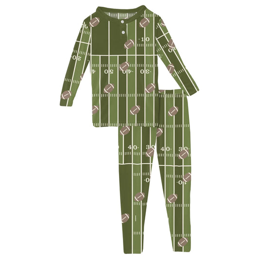 KicKee Pesto Football | Print Long Sleeve Henley PJ Set