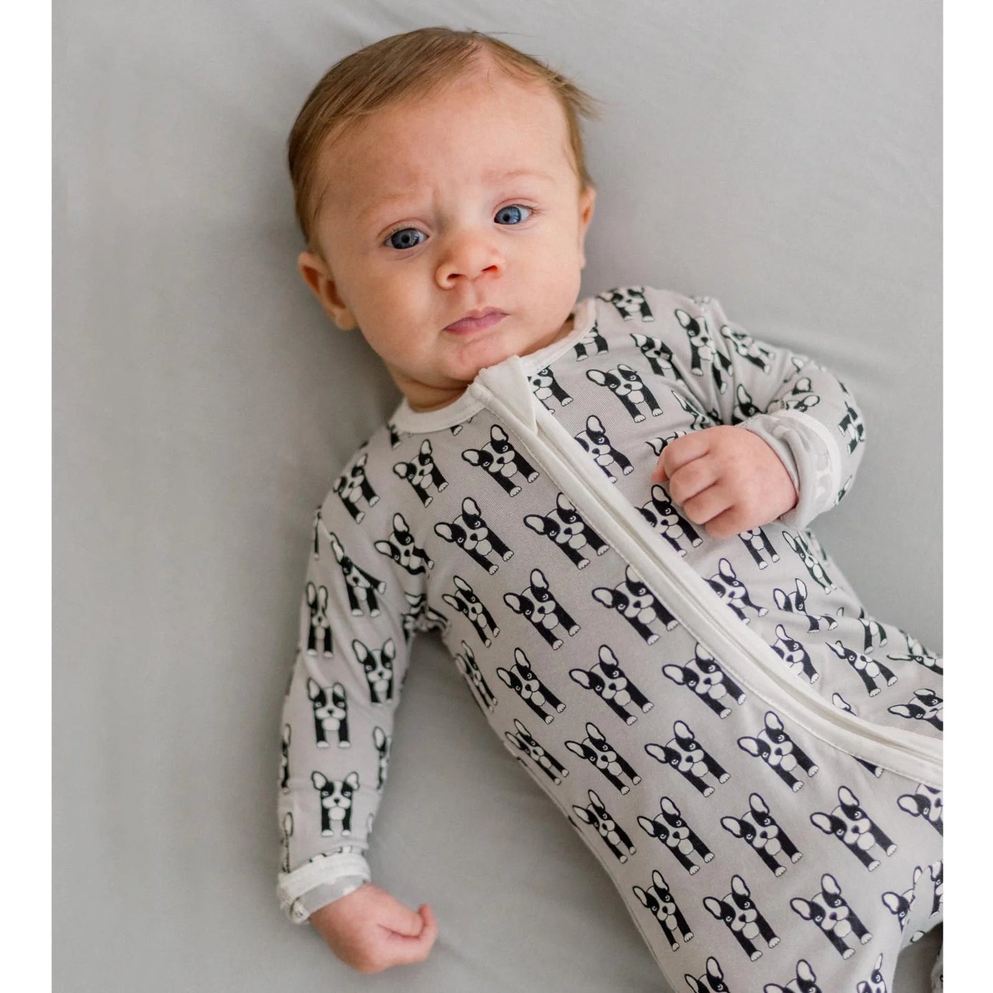 KicKee Dove Bulldogs | Print Footie With 2 Way Zipper