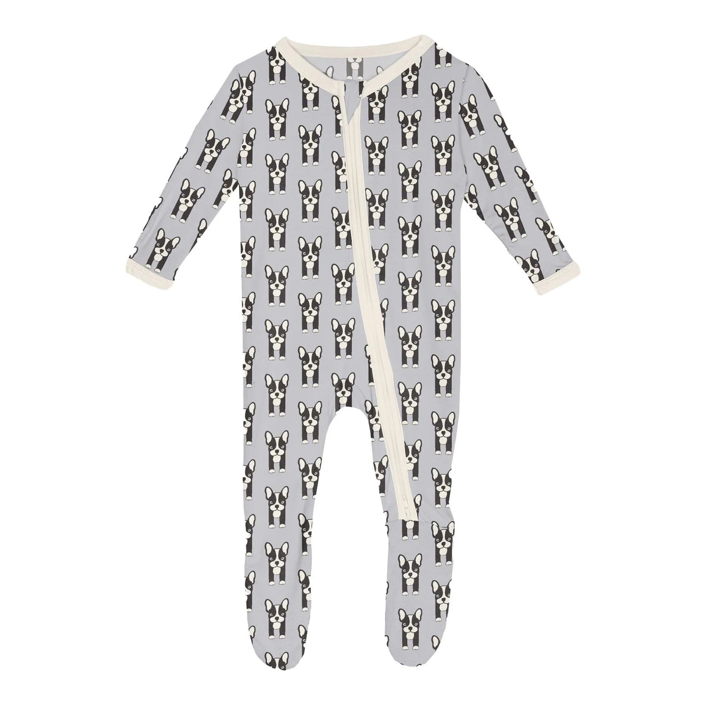 KicKee Dove Bulldogs | Print Footie With 2 Way Zipper