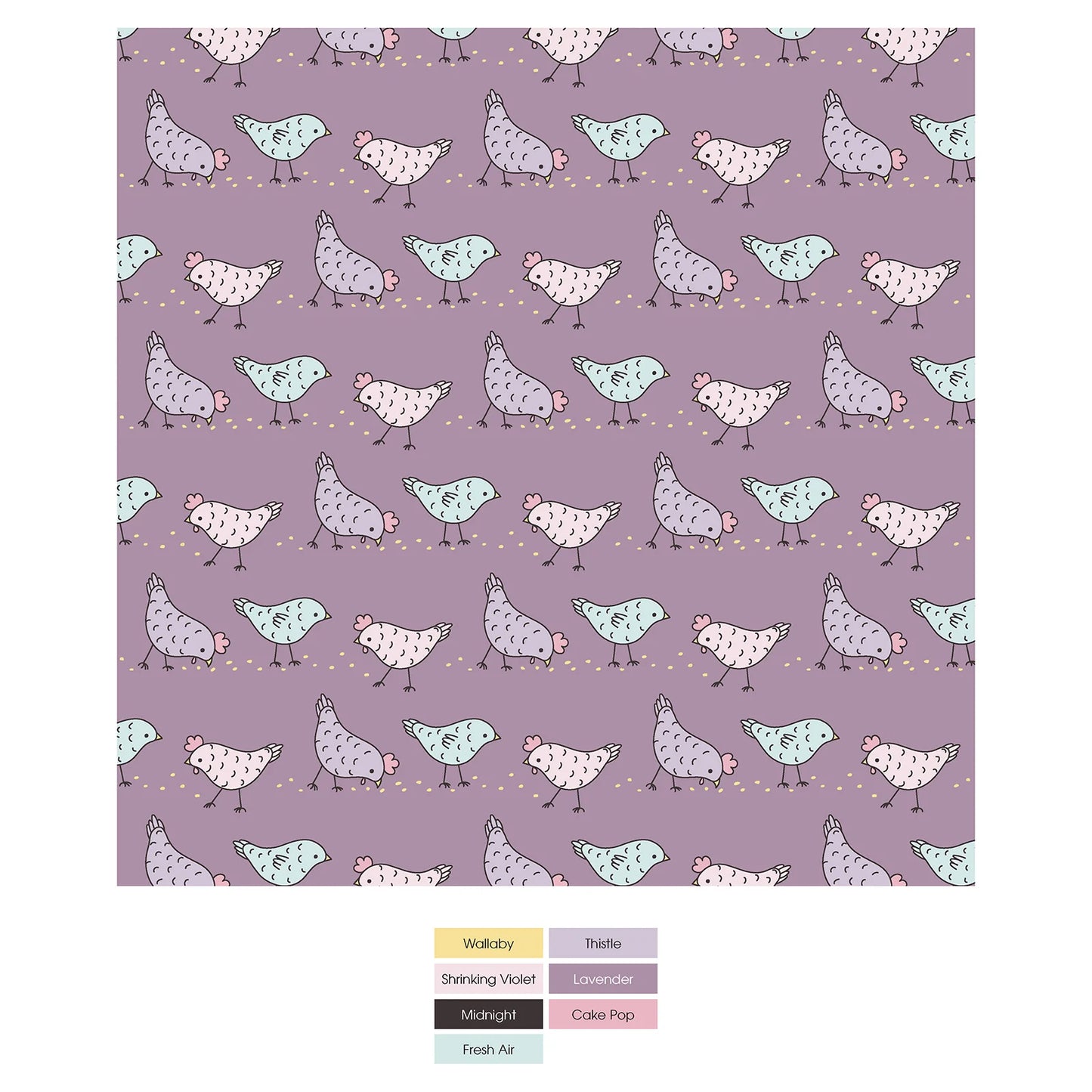 Kickee Lavender Chickens | Print Swaddling Blanket