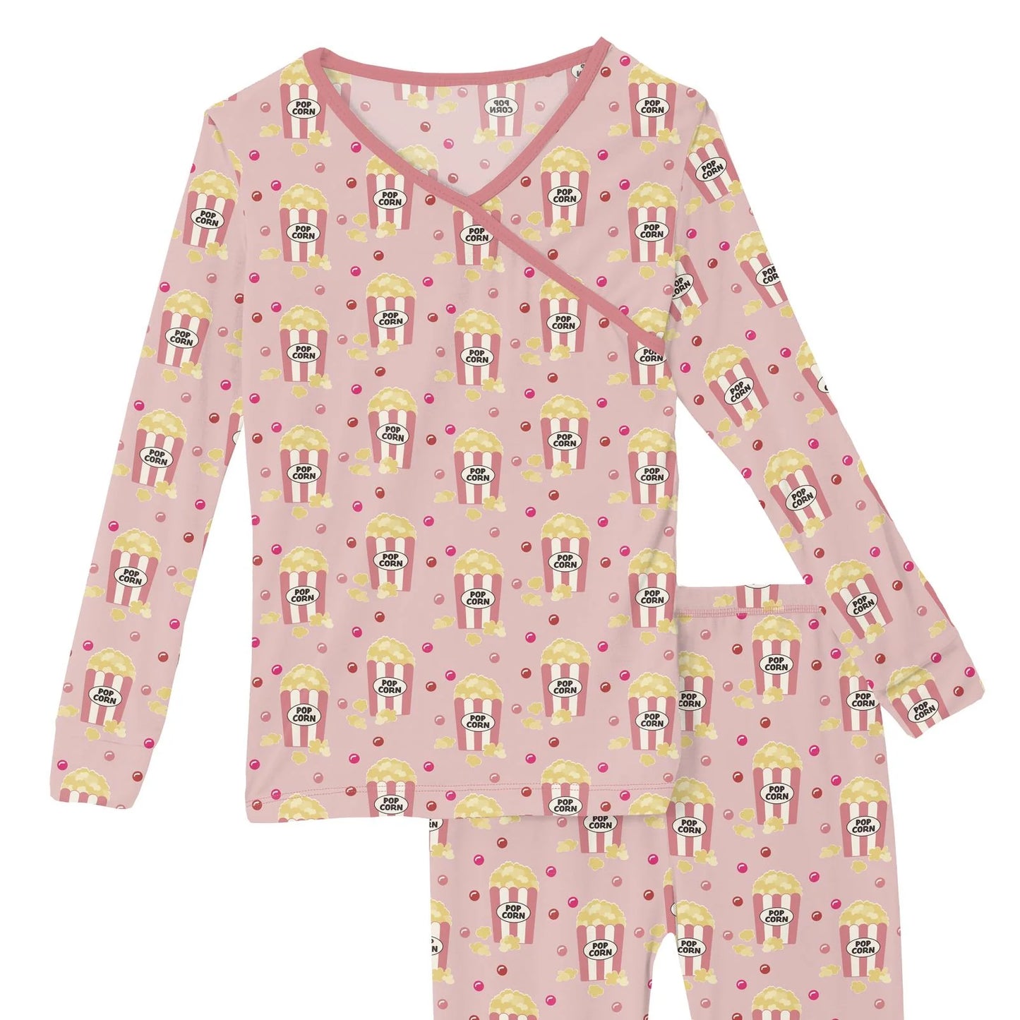 KicKee Baby Rose Gamer | Print Long Sleeve Kimono PJ Set