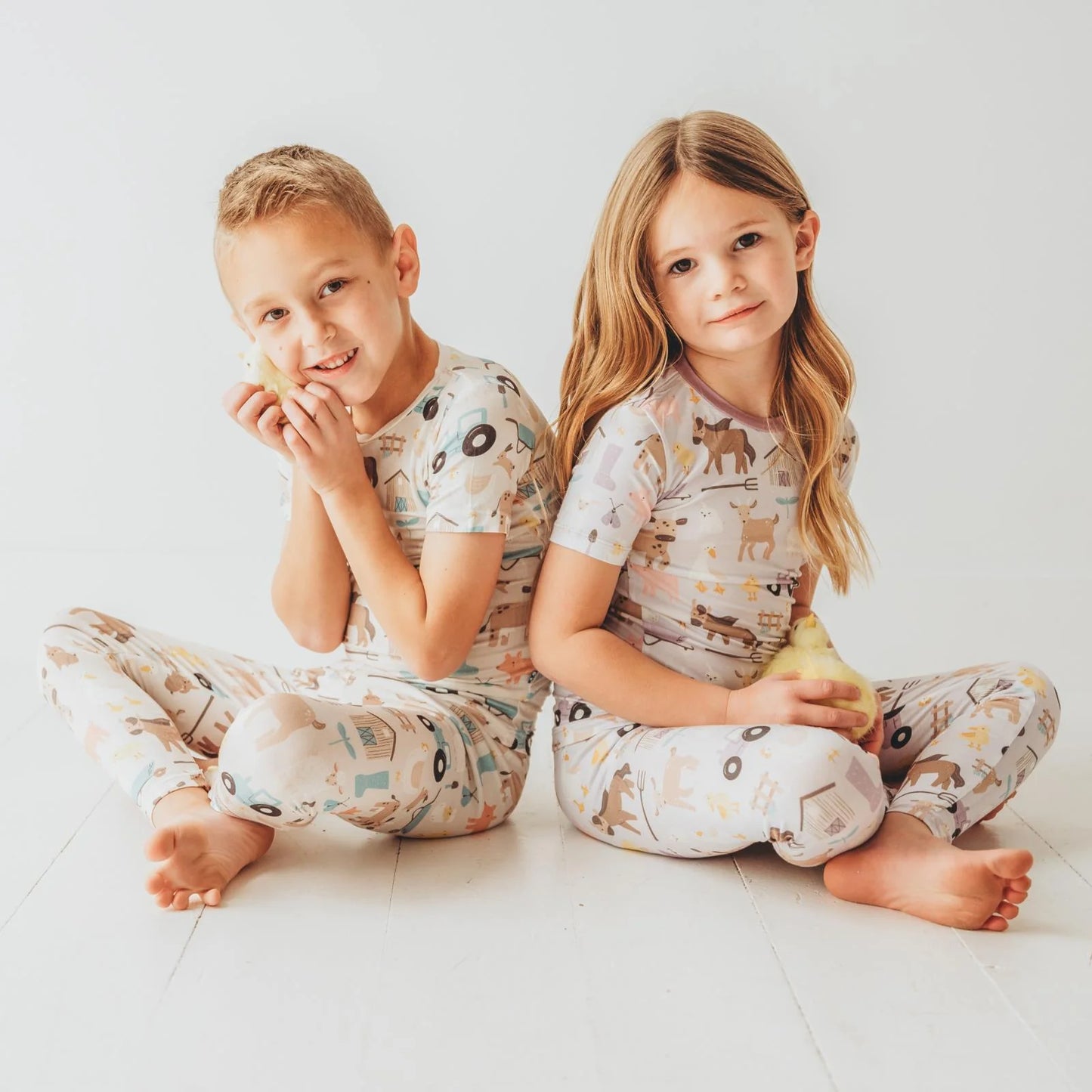 Kickee Latte Morning On The Farm | Print Short Sleeve PJ Set