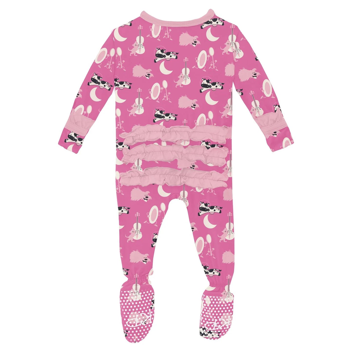 Kickee Tulip Hey Diddle Diddle | Print Classic Ruffle Footie With 2 Way Zipper