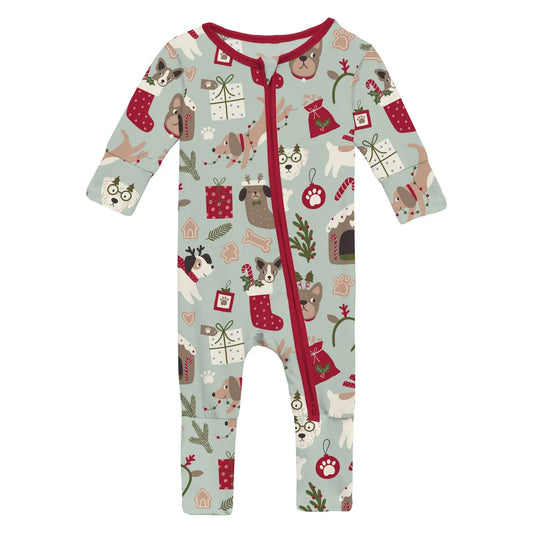 Kickee Aloe Christmas Dogs | Print Convertible Coverall