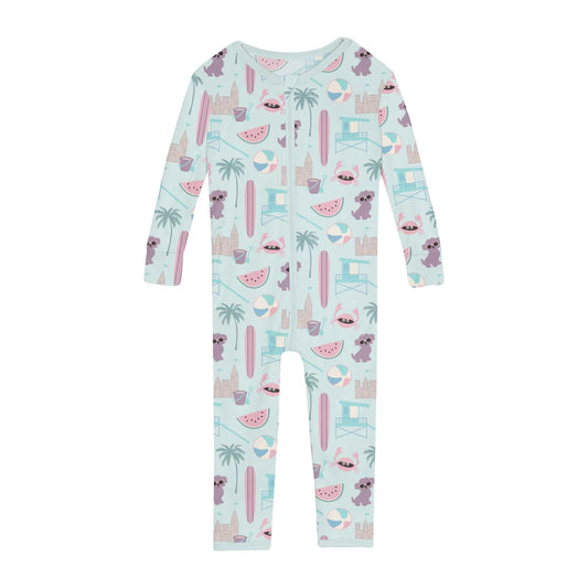Kickee Fresh Air Beach Day | Print Convertible Sleeper With Zipper