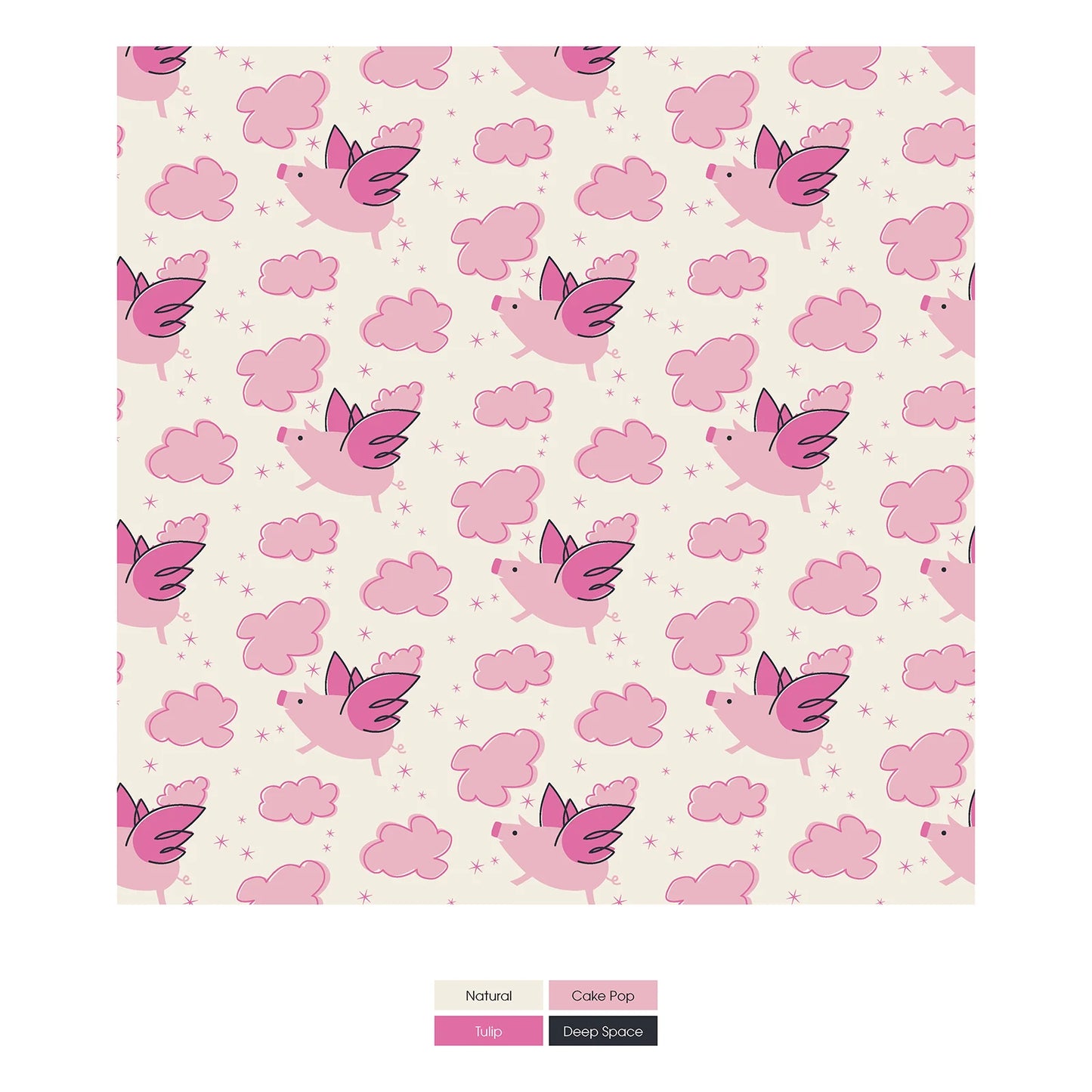 Kickee Natural Flying Pigs | Print Ruffle Toddler Blanket