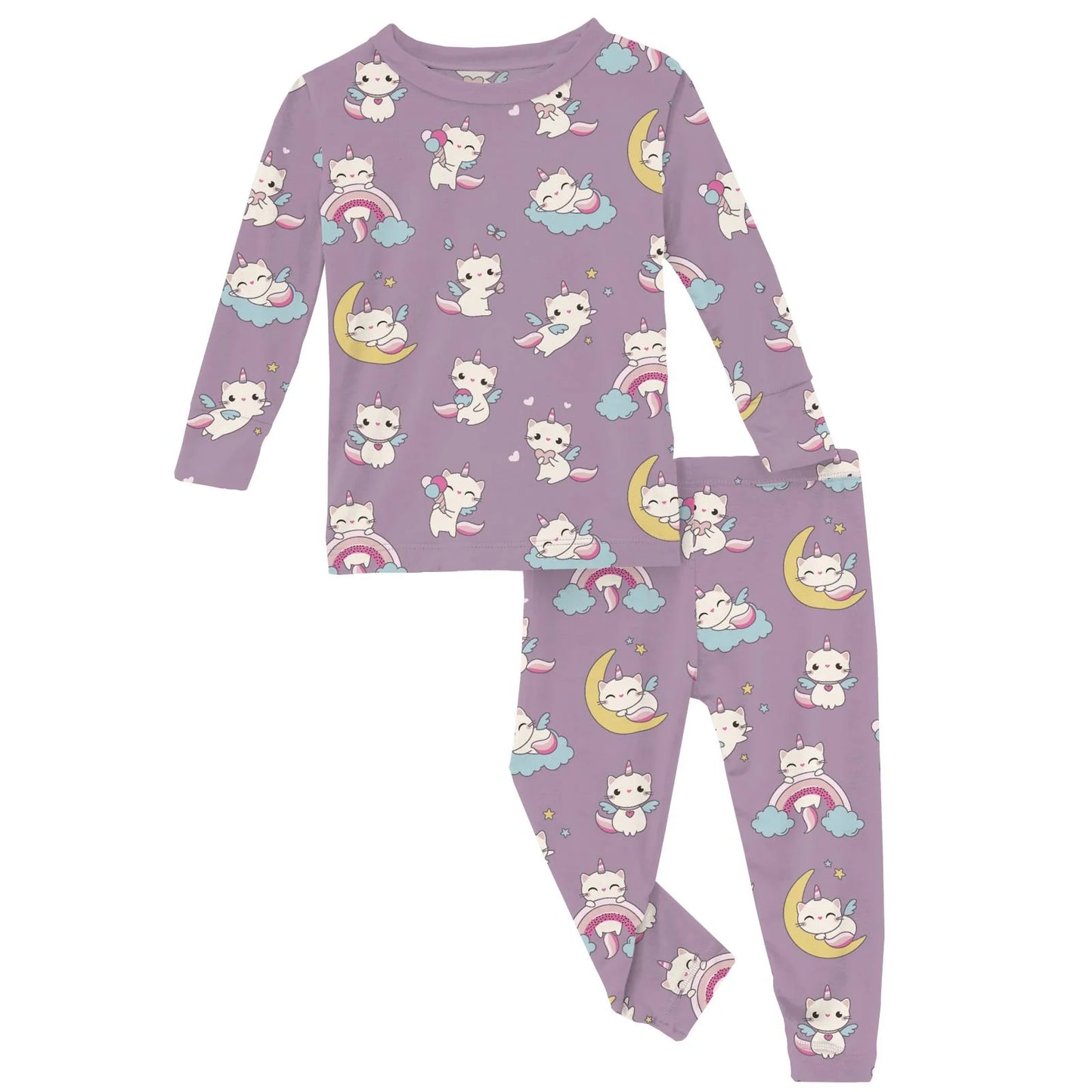 KicKee Lavender Caticorn | Print Long Sleeve PJ Set