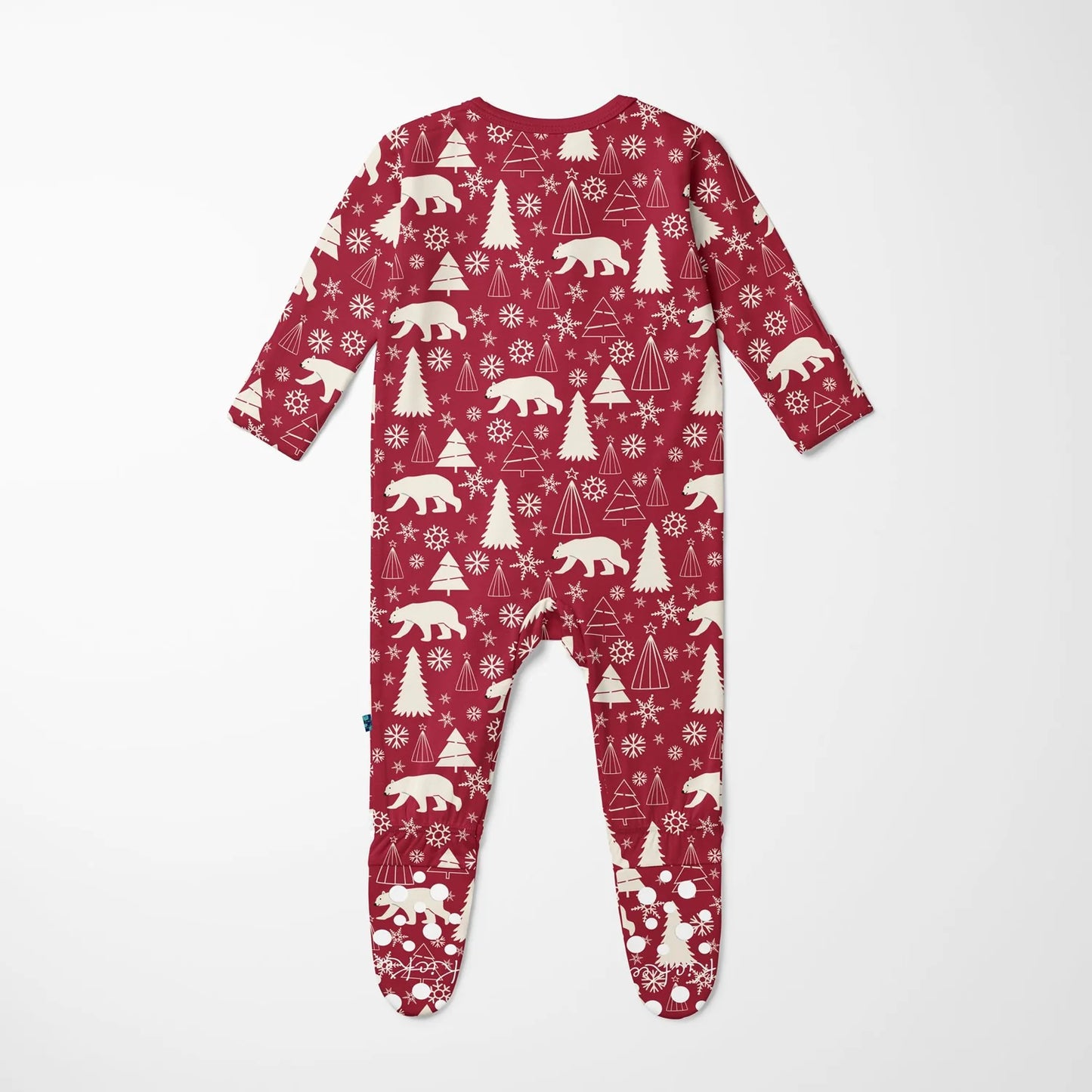 KicKee Crimson Polar Bear | Print Footie With 2 Way Zipper