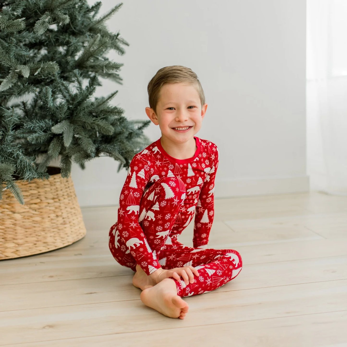 KicKee Crimson Polar Bear | Print Long Sleeve PJ Set
