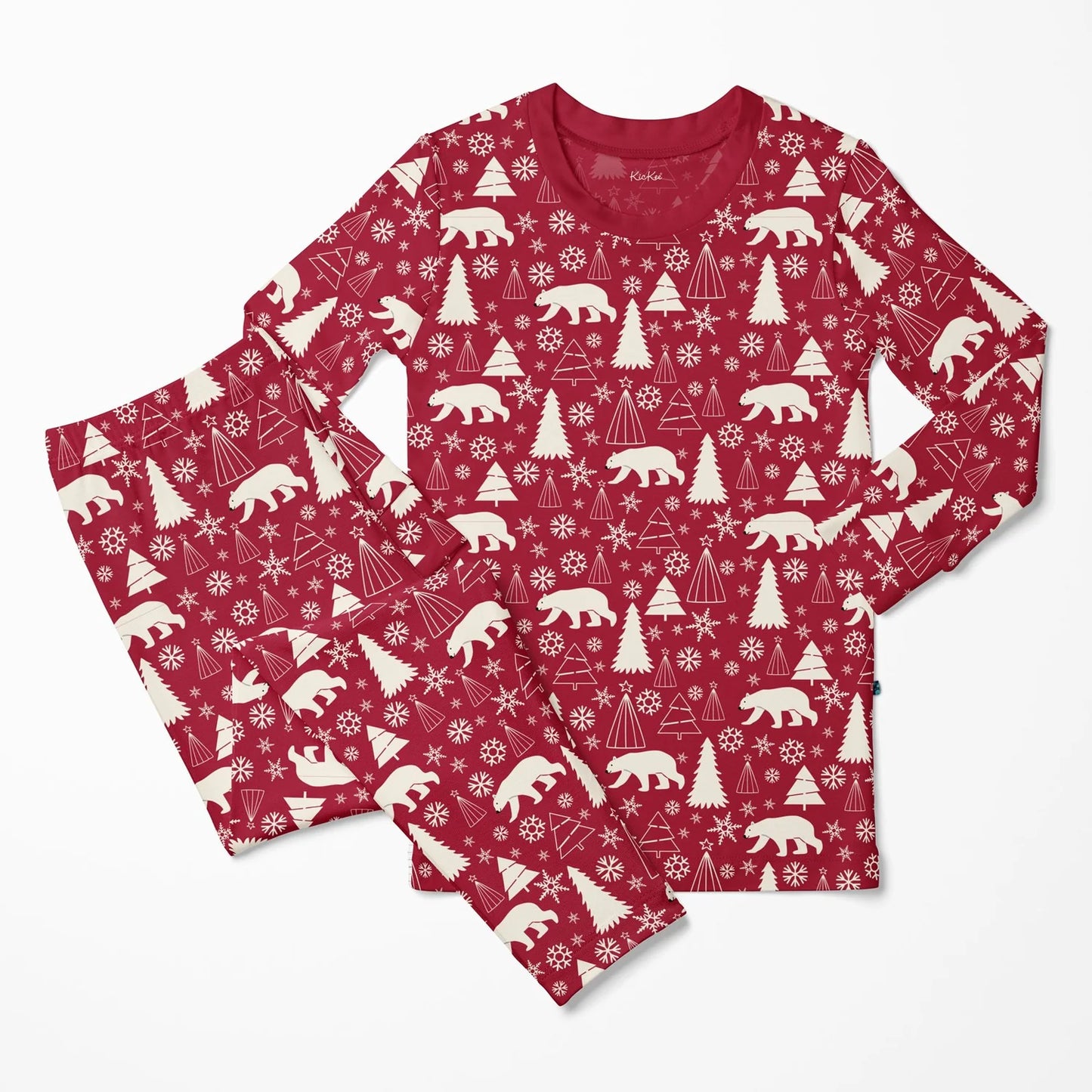 KicKee Crimson Polar Bear | Print Long Sleeve PJ Set