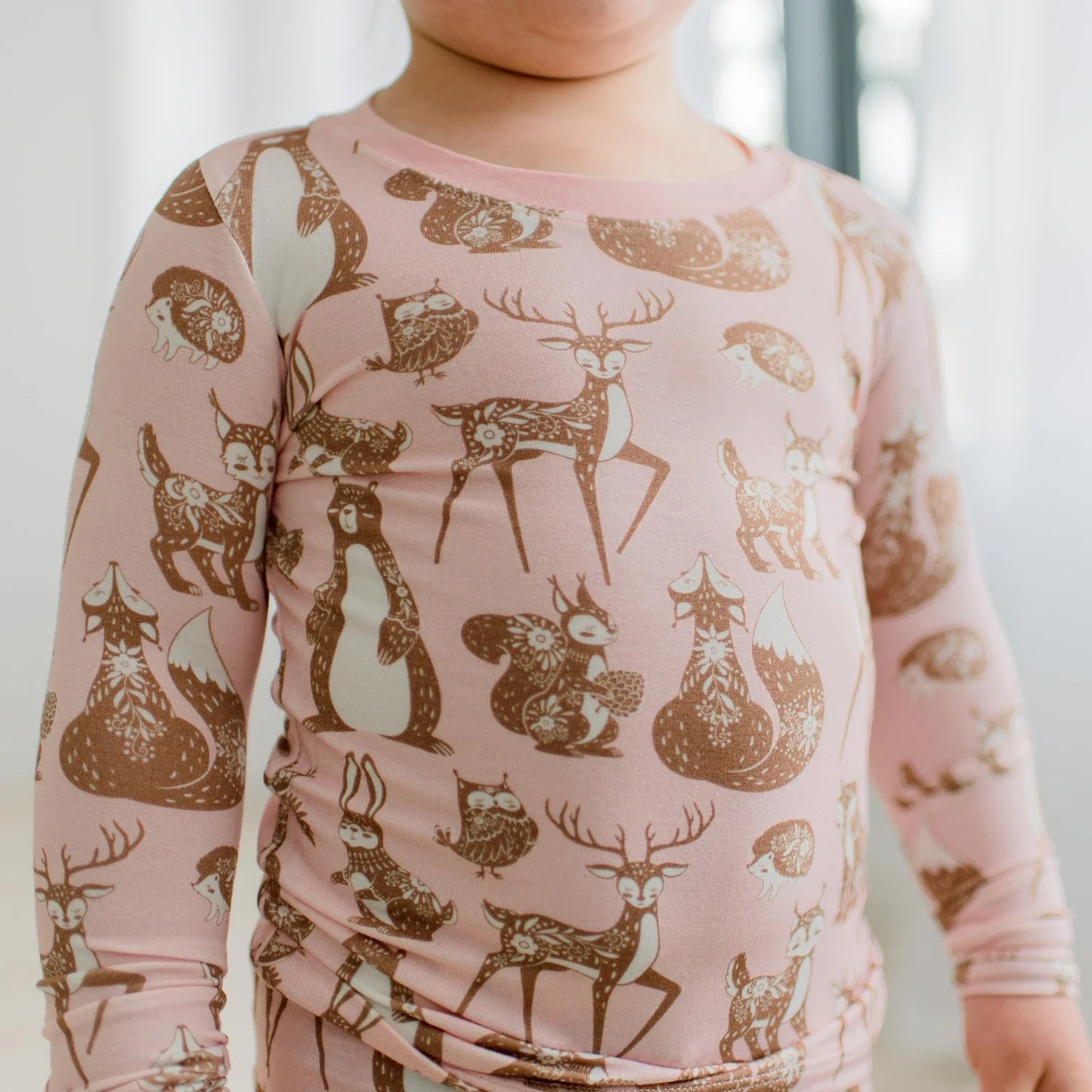 KicKee Baby Rose Scandinavian Animals | Print Long Sleeve PJ Set