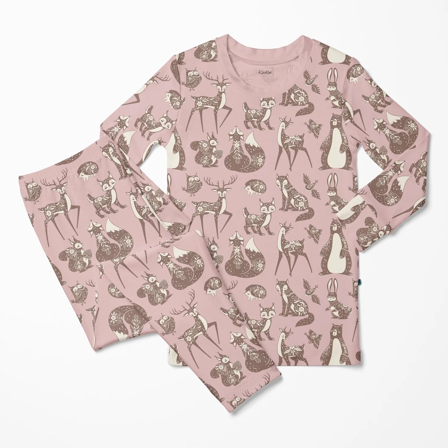 KicKee Baby Rose Scandinavian Animals | Print Long Sleeve PJ Set