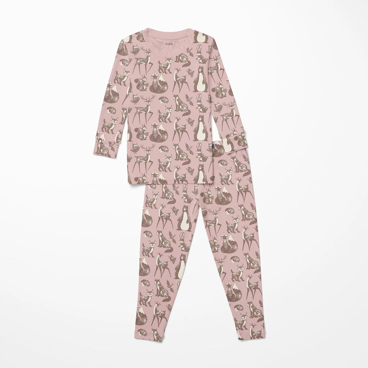 KicKee Baby Rose Scandinavian Animals | Print Long Sleeve PJ Set