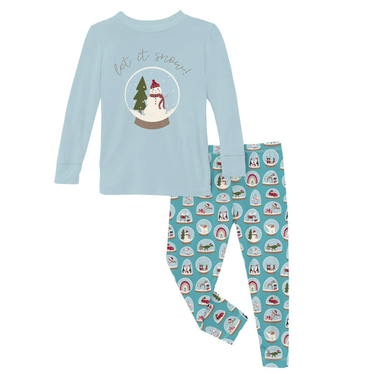 KicKee Glacier Snow Globe | Long Sleeve Graphic Tee PJ Set