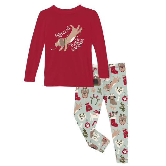 KicKee Aloe Christmas Dogs | Long Sleeve Graphic Tee PJ Set