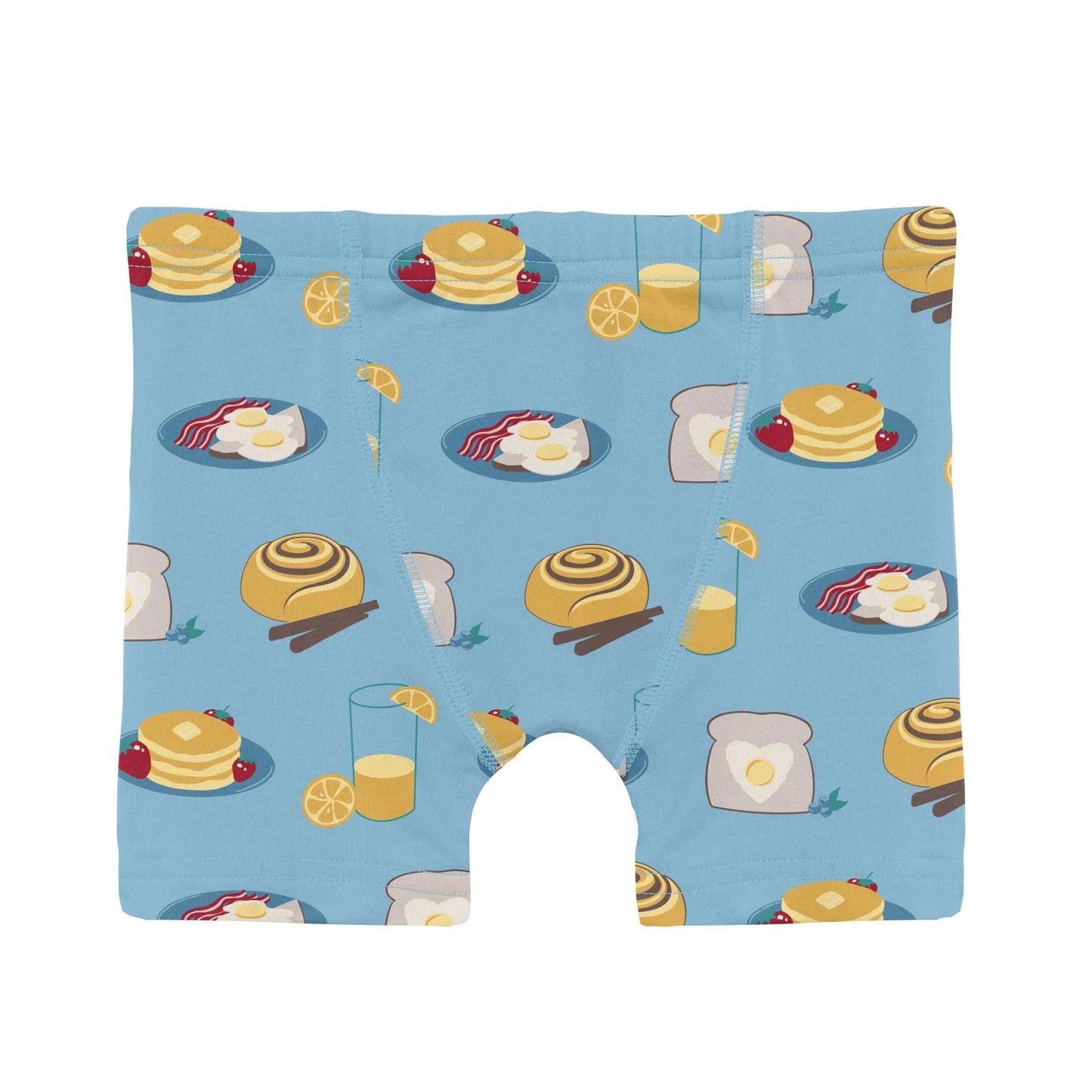 Kickee Seaside Blue Breakfast In Bed | Print Boxer Brief